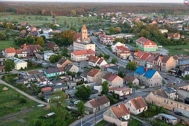 Wielbark, panorama miasta EU, Pl, Warm-Maz. Lotnicze.